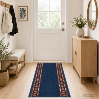 Bėgimo kilimėlis FLORNES Austas Mėlyna Deimantai 80 x 250 cm PP