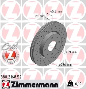 Stabdžių diskas ZIMMERMANN 380.2168.52