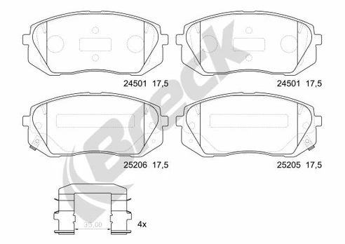 BRECK 25205 00 701 00 Brake pad set