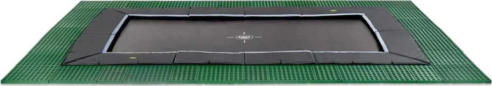 EXIT Dynamic ground level trampoline 244x427cm with Freezone safety tiles - juodas