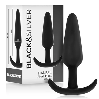 Black&Silver Hansel Silicone Plug with Ergonomic Handle Juodas Analinis kaištis