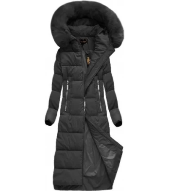 LONG WINTER HOODED JACKET BLACK (7688) striukė