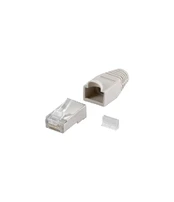Goobay 68746 RJ45 plug, CAT 5e STP shielded with strain-relief boot, grey kaina