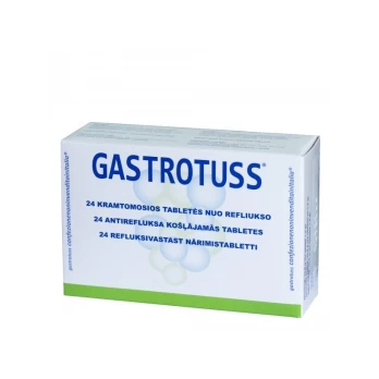 GASTROTUSS kramtomos tabletės nuo refliukso, 24 tab.
