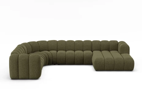 Modular Panoramic Left Corner Sofa, "Lupine", 6 Seats, 370x280x70, Green