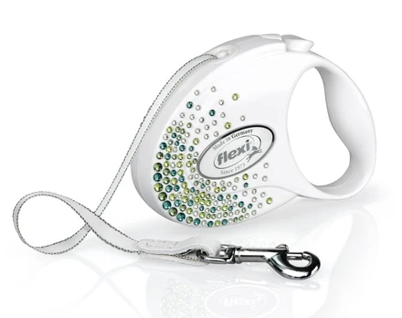 Automatinis pavadėlis Flexi Glam Splash 2007, baltas/žalias, S 3m