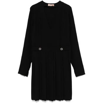Mini suknelė moterims, Juoda, Pleated mini dress