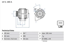 BOSCH 0 986 047 500 Kintamosios srovės generatorius