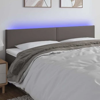 Galvūgalis su LED, pilkos spalvos, 180x5x78/88cm, dirbtinė oda