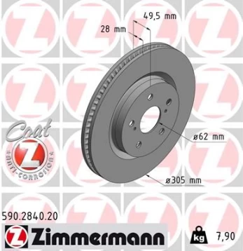 Stabdžių diskas ZIMMERMANN 590.2840.20
