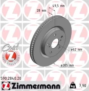 Stabdžių diskas ZIMMERMANN 590.2840.20 kaina