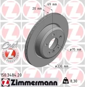 Stabdžių diskas ZIMMERMANN 150.3484.20 kaina