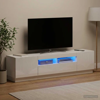 5 dalių LED televizoriaus stovas Itin blizgi balta