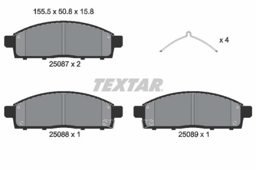 Stabdžių trinkelių rinkinys, diskinis stabdys TEXTAR 2508703