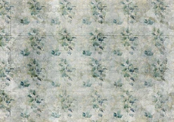 Fototapetas Artgeist Mint Tones - Green Leaf Bouquets On A Retro Patterned Background, 100 cm x 70 cm kaina