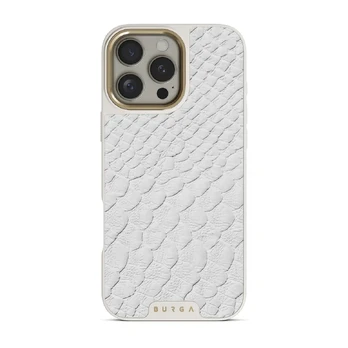 Glacial Desert - White Snakeskin iPhone 16 Pro Case, Elite Light (MagSafe) / Gold