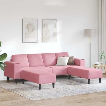 Sofos komplektas 3 pcs Rožinė Aksomas