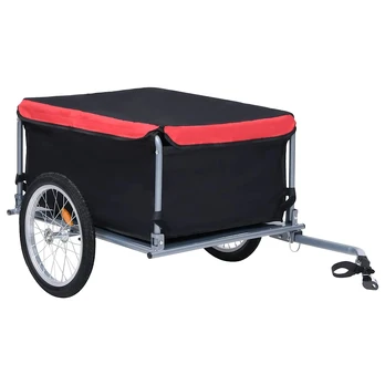 Dviračio priekaba, juodos ir raudonos spalvos, 65kg