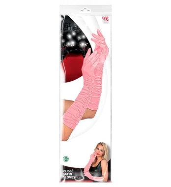 PINK PLISSÉ SATIN ELASTANE GLOVES 44 cm