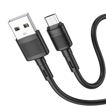 USB kabelis Hoco X83 USB-A to MicroUSB 1.0m juodas