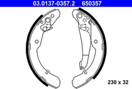 ATE 03.0137-0357.2 Brake shoe set
