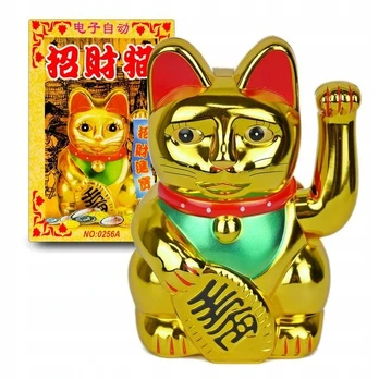 Japonų laiminga katė, Maneki Neko, auksinė