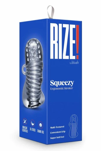 RIZE SQUEEZY CLEAR Intimate Stimulation Device, Transparent, 11.4 cm