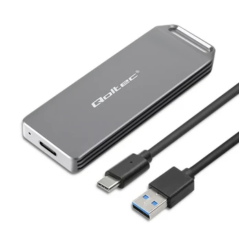 Qoltec Mini obudowa na dysk m.2 ssd | nvme | pcie | usb3.1 | super speed10gb/s | 2tb | sidabrinė