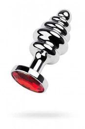 Toyfa Sidabrinis anal plug with red gem