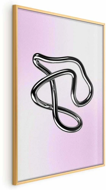 Artgeist Plakatas - Sidabrinis Intricacies - fluid metallic figure on a gradient background