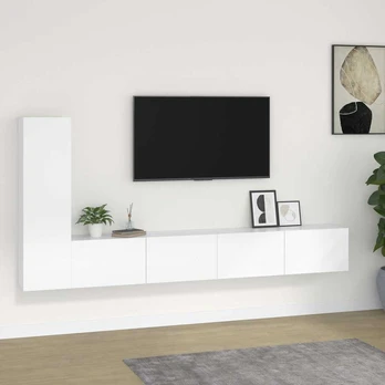 Televizoriaus spintelių komplektas, 3 dalių, baltas