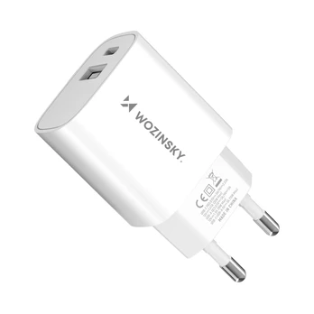 Wozinsky WGWCW USB-A USB-C 20W wall charger - baltas