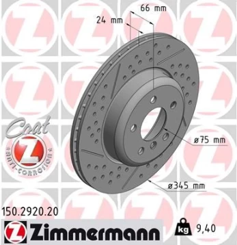 Stabdžių diskas ZIMMERMANN 150.2920.20