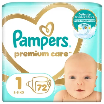 Sauskelnės PAMPERS PREMIUM CARE VALUE PACK 1 dydis, 72 vnt..