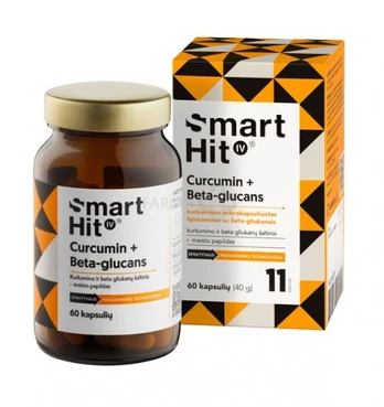 Maisto papildas SmartHit IV Curcumin + Beta Glucan kapsulės N60