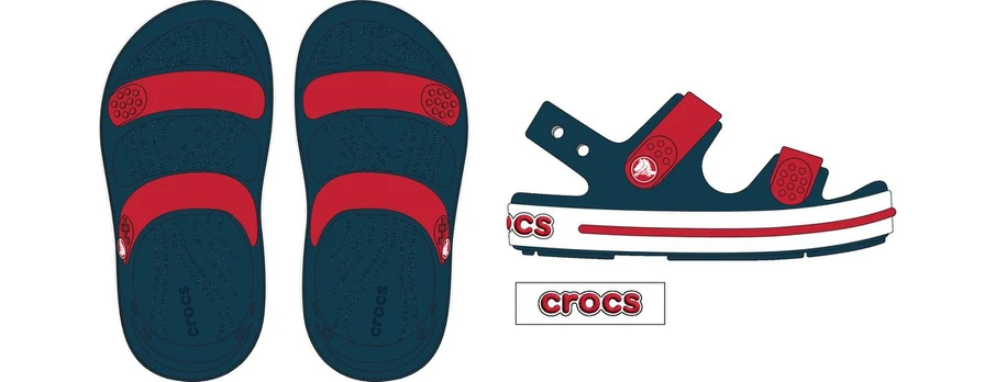 Crocs™ Crocband Cruiser Sandal Navy/Varsity Red - 33.5