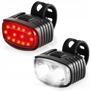 Interlook dviračio priekinis ir galinis led žibintų komplektas usb aku