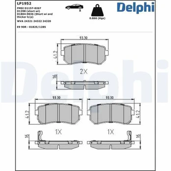 DELPHI LP1952 Brake pad set