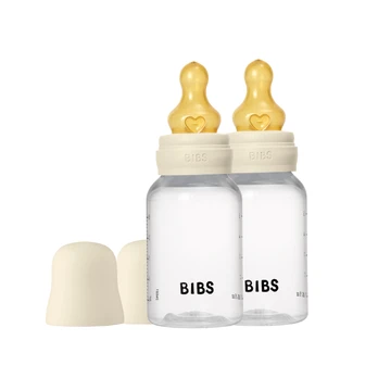 BIBS - Baby Bottle Round Latex 2 Pack Slow Flow - Ivory - 150 ml