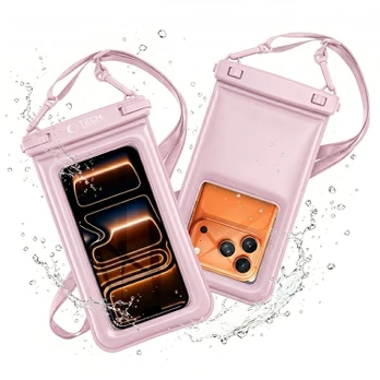 Rožinis universalus vandeniui atsparus 6.9" dėklas "Tech-Protect UWC7 Floating Waterproof"