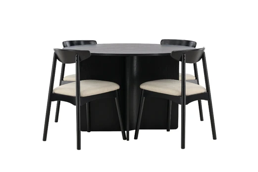 Tyresö Table ø120 - Black with Ven Chair - Black