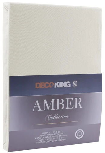 DecoKing jersey Amber Ecru paklodė su guma čiužiniui, 180x200 cm