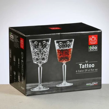 RCR Taurės vynui TATTOO (6) 290ml krištolas