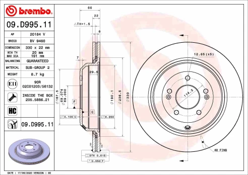 BREMBO 09.D995.11 Brake Disc