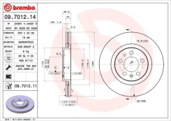 BREMBO 09.7012.11 Brake Disc kaina