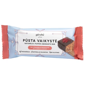 Batonėlis PŪSTA VAIKYSTĖ su vyšniomis ir migdolais