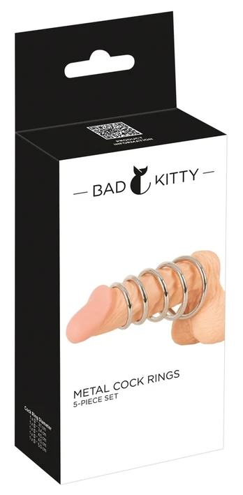 Bad Kitty Professional penio žiedų komplektas, 5 dalių, sidabrinis