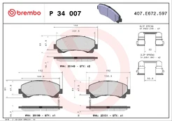 Stabdžių trinkelių rinkinys, diskinis stabdys BREMBO P 34 007 kaina