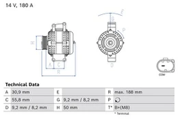 BOSCH 0 986 084 980 Kintamosios srovės generatorius