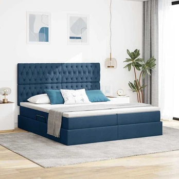 Saugos lova su čiužiniu Mėlyna 200 x 200 cm Dirbtinė oda